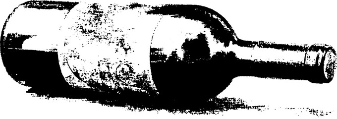 Vintage halftone wine bottle design featuring xerography for poster or card