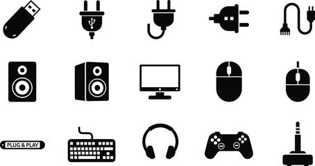 Collection of electronic device icons for technology and gadget enthusiasts vector