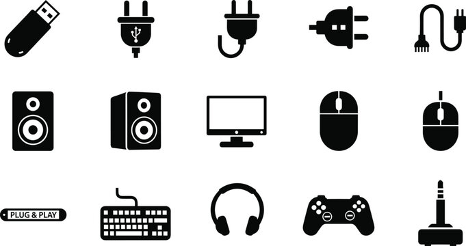 Collection of electronic device icons for technology and gadget enthusiasts vector