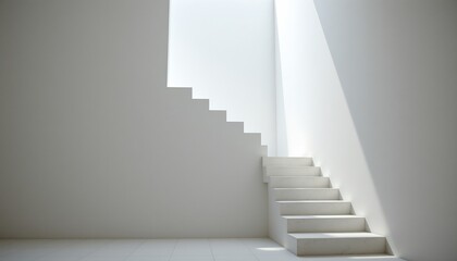Fototapeta premium White Staircase Leading Bright Light Ethereal Scene