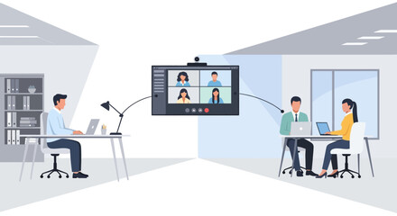 Fototapeta premium Virtual Meeting People Connecting Online for Collaboration