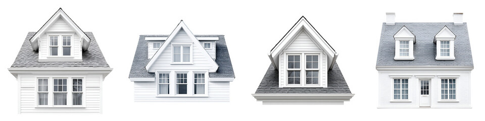 Obraz premium Charming House Dormers: Architectural Details on White