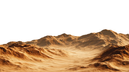Jagged brown mountain peaks under a dusty haze digital landscape isolate