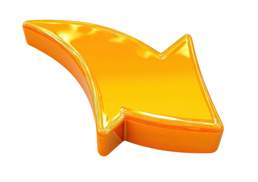 Glossy orange arrow curves right and down - Powered by Adobe