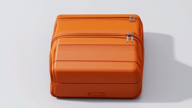 Orange hard-shell suitcase against a plain background