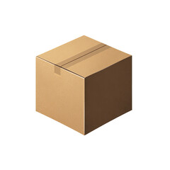 Fototapeta premium A simple, neutral-colored box with a top flap closed, appearing isolated on a black background