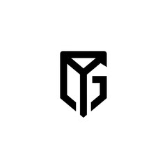 Modern MG Letter Monogram Logo in a Shield Shape.