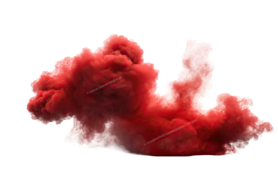 Bright red cloud against a dark, isolating background