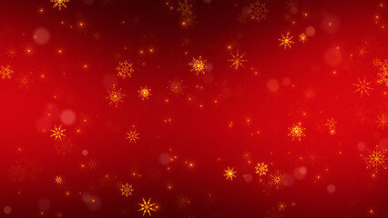 new year golden snowflakes on red background with shiny glitter stars, chinese year and christmas holiday celebration social media design element	