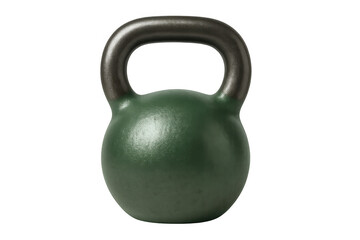 Green kettlebell for strength training, lifting weights, fitness, exercise, and gym workout on a transparent background