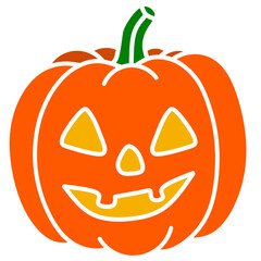 A simple line drawing of a classic orange pumpkin, a common symbol of autumn and Halloween.