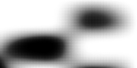 Grunge halftone gradient background. Faded grit noise texture. White and black sand wallpaper. Retro pixelated backdrop. Anime or manga style comic overlay. Vector graphic design textured template © Sudiman