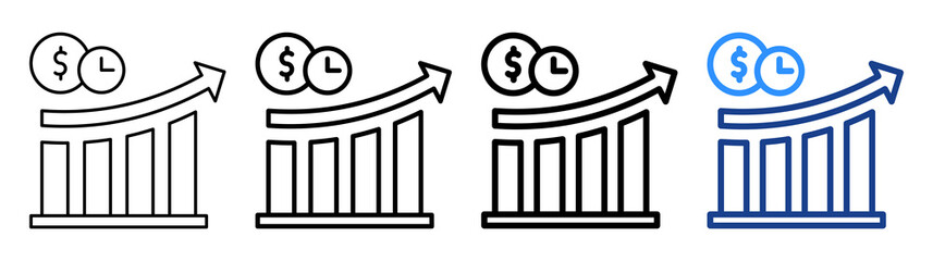 Increase Sales Icon Different Style Outline Collection Set