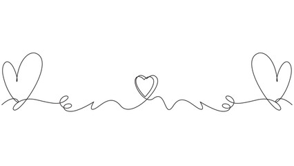 Elegant Continuous Line Drawing of Hearts, Perfect for Love and Romance Projects