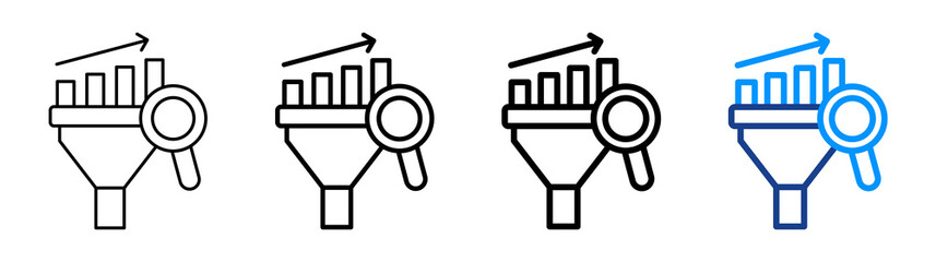 Funnel Analysis Icon Different Style Outline Collection Set
