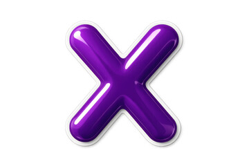 Obraz premium Purple letter x balloon, glossy inflatable 3d alphabet character on transparent background