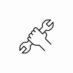 hand holding wrench icon sign vector
