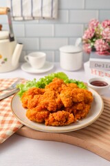 Fried chicken pop spicyin ceramic plate