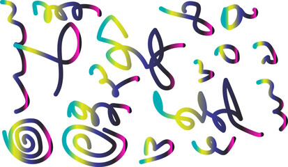 Set of abstract colorful scribble lines vector design el