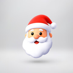 Funny 3d cartoon Santa Claus head. Cute character for Christmas and new year holidays. Minimalist seasonal design element for children. 3D Vector illustration