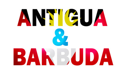 Antigua and Barbuda Text With Flag Isolated On Transparent PNG Background