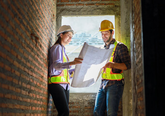 Architects and engineers discuss teamwork, construction, and happiness for real estate, complete...