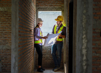 Architects and engineers discuss teamwork, construction, and happiness for real estate, complete...