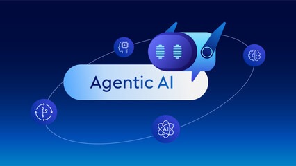 AI Robot Assistant robot with Chatbot and Icons including medical, science, brain, automation system for Artificial Intelligence and Agentic Ai Concepts. Generate Prompt Text Vector Illustration.