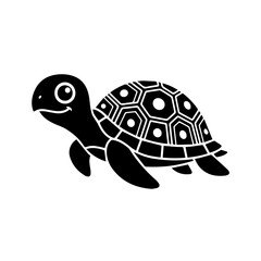 Minimalistic tortoise animal character vector silhouette on a white background