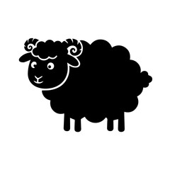 Minimalistic cartoon sheep face illustration on a white background