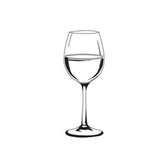 Wine glass drawing vintage line illustration vector art
