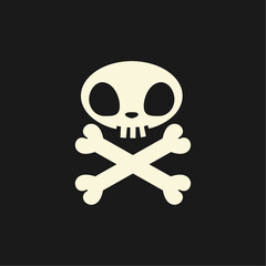 skull and crossbones  Presents a Halloween skull and crossbones. Full-frame composition, black-white tone. Flat design style, festive background