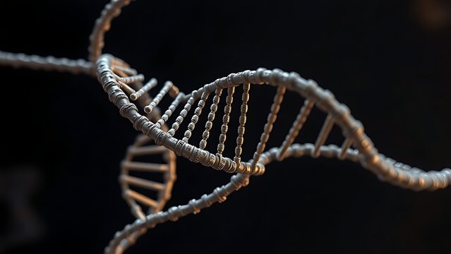 A DNA helix woven from mathematical formulas, entwining all known life within its spiral.