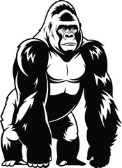 Powerful gorilla artwork majestic primate majestic ape fierce wild animal strength symbol flat design vector illustration isolated on transparent background