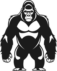 Fototapeta premium Majestic gorilla standing proudly powerful primate wildlife animal king of the jungle icon flat design vector illustration isolated on transparent background