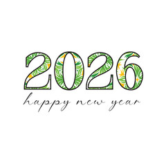 2026 happy new year floral simple design
