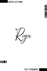 Riga  -Capital City Name Cursive Calligraphy Decorative Text Design Vector Element
