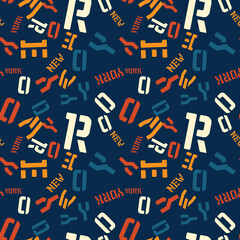 seamless pattern with numbers Displays a pattern with colorful letters and numbers. Full-frame composition, blue-multicolor tone. Bold style, design background