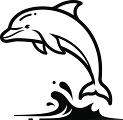 Joyful dolphin leaping from water artistic sketch marine life ocean creature underwater scene flat design vector illustration isolated on transparent background