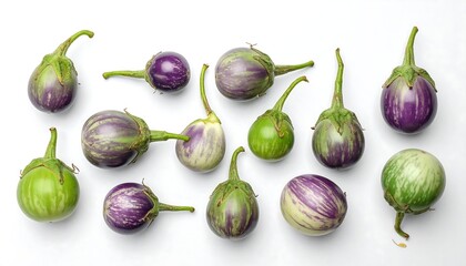 Small patterned eggplants on white