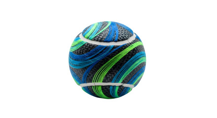 Obraz premium A colorful tennis ball isolated on transparent background with blue and green swirls