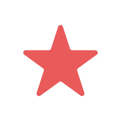 Simple Red Five-Pointed Star Icon On White Background