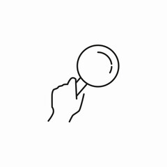 hand holding magnifier icon sign vector