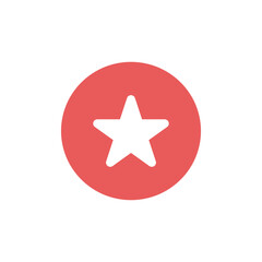 White Five-Pointed Star Icon In Red Circle