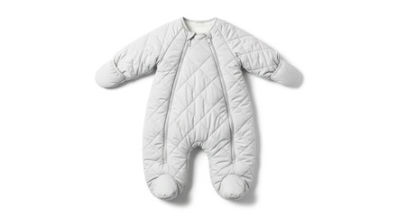 Gray quilted baby sleepsuit isolated on white background