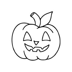 line art drawing of a funny Halloween jack-o'-lantern
