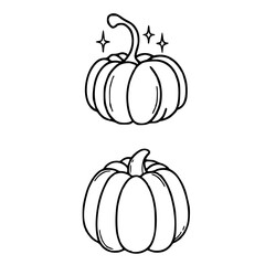 minimalist autumn pumpkin duo vector line art