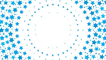Blue Stars Frame on White Background with Copy Space.