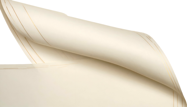 Close-up of curled parchment edges revealing inner sheets with delicate lines and subtle texture