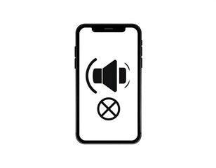 Smartphone with muted sound icon